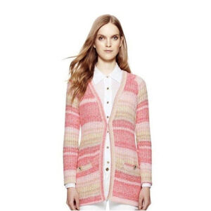 Tory Burch Women's Erin Sweater Cardigan Pink Stripes sz XS